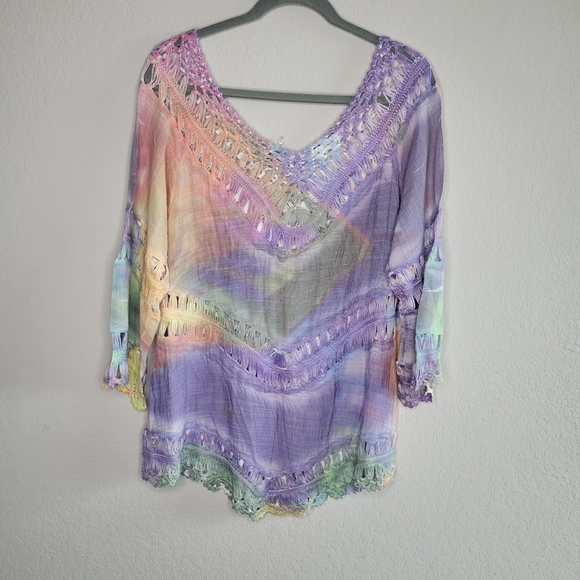 Soft surroundings tie dye multi color top size M - Picture 5 of 6